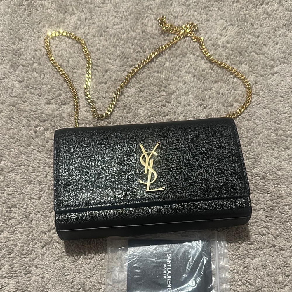 Yves Saint Laurent Black and Gold Clutch